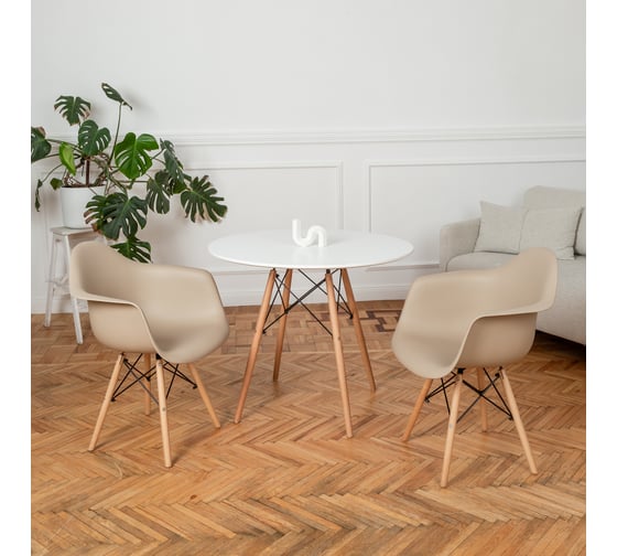 Комплект стульев пластиковых DERSTUHL 2 шт Wood Eames, темно-бежевый, DSL04.013.2 1