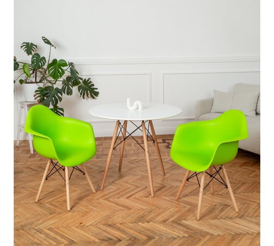 Комплект стульев пластиковых DERSTUHL 2 шт Wood Eames, салатовый, DSL04.012.2