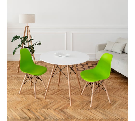 Комплект стульев пластиковых DERSTUHL 2 шт Wood Eames, салатовый, DSL01.012.2 1