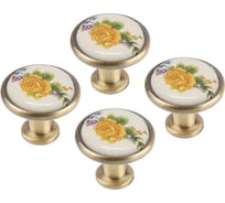 Комплект из 4 шт. Kerron ручка-кнопка с фарфором, бронза, KF02-06 BA SET4(KF02-06 BA)