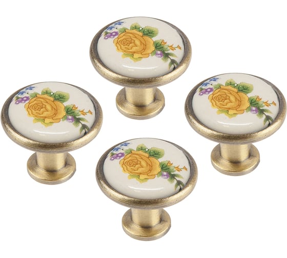 Комплект из 4 шт. Kerron ручка-кнопка с фарфором, бронза, KF02-06 BA SET4(KF02-06 BA) 1