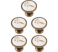 Комплект из 5 шт. Kerron, ручка-кнопка с фарфором "Колосок" KF02-02 BA, бронза SET5(KF02-02 BA)