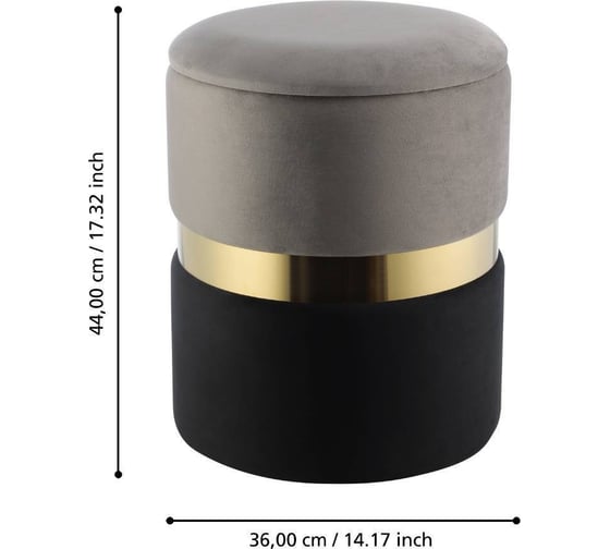 Пуф EGLO MASHIKE комплект 2 шт., L360, B360, H440, полиэстер, черный, серый 424021