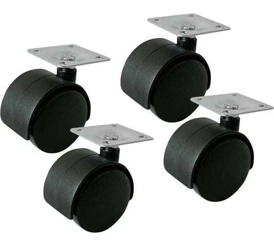Колёсная опора Lemax PROF d=40, без стопора, площадка 38x38, KLS-01-D40 SET4(KLS-01-D40) 1