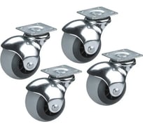 Колёсная опора Lemax PROF шар d=40, без стопора, площадка 38x38, KLS-03-D40 SET4(KLS-03-D40)