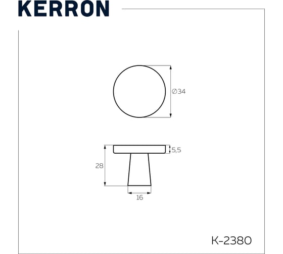 Ручка-кнопка Kerron Комплект из 4 шт, матовый черный, K-2380 BL SET4(K-2380 BL)