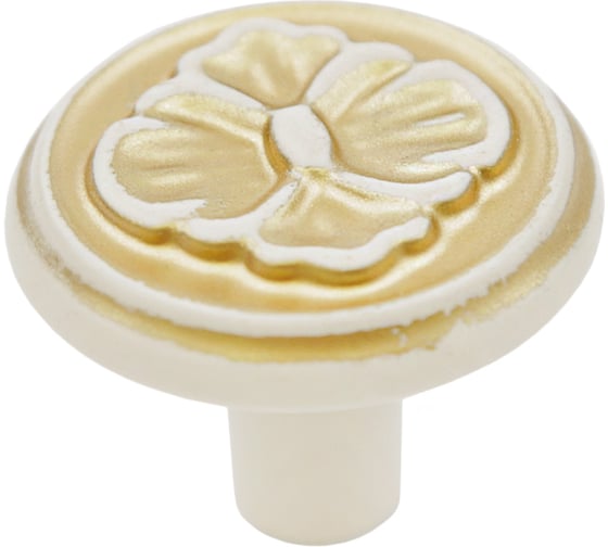 Ручка-кнопка Kerron Комплект из 4 шт, белый с золотом, RK-122 WG SET4(RK-122 WG) 1