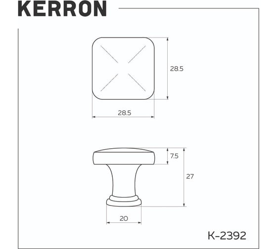 Ручка-кнопка Kerron Комплект из 3 шт K-2392, хром SET3(K-2392)