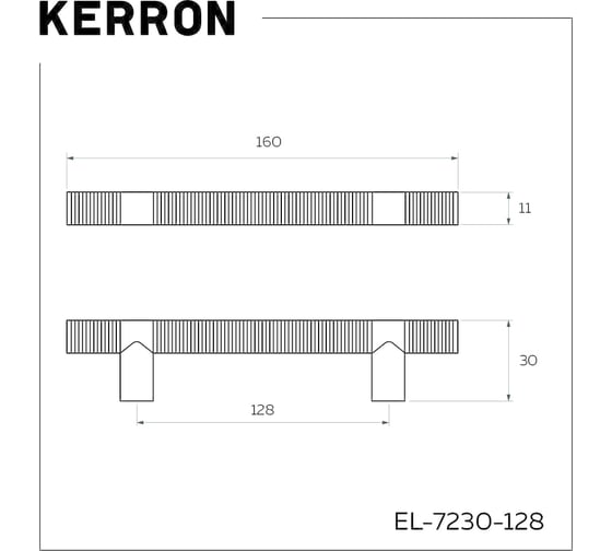 Ручка-скоба Kerron комплект из 2 шт, 128 мм, черный хром, EL-7230-128 BN SET2(EL-7230-128 BN)