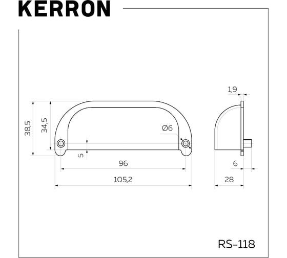 Ручка-ракушка Kerron комплект из 4 шт., 96 мм, RS-118-96 BL, черный матовый SET4(RS-118-96 BL)