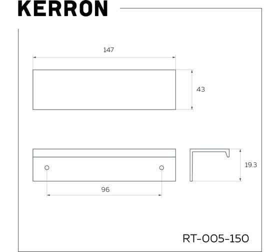 Ручка торцевая Kerron комплект из 4 шт. RT-005-150 BL, матовый черный SET4(RT-005-150 BL)