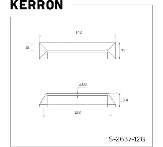 Ручка-скоба Kerron комплект из 4 шт 160 мм S-2637-160 BL, матовый черный SET4(S-2637-160 BL)