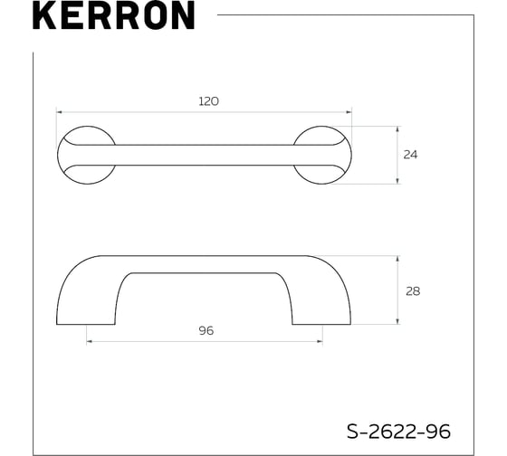 Ручка-скоба Kerron комплект из 4 шт., 96 мм, серый, S-2622-96 GR SET4(S-2622-96 GF)