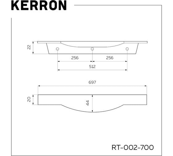 Ручка торцевая Kerron, 700 мм, хром RT-002-700