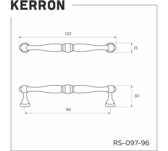 Ручка-скоба Kerron комплект из 4 шт. 96 мм, RS-097-96 OAB, оксидированная бронза SET4(RS-097-96 OAB)