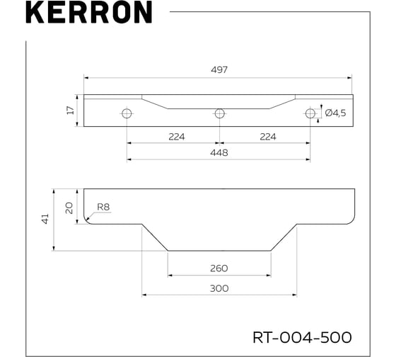 Ручка торцевая Kerron комплект из 2 шт, 500 мм, матовый черный, RT-004-500 BL SET2(RT-004-500 BL) 1