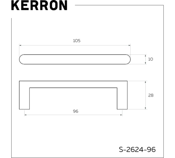 Ручка-скоба Kerron комплект из 4 шт., 96 мм, матовый черный/хром, S-2624-96 BLC SET4(S-2624-96 BLC)
