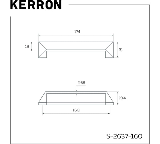 Ручка-скоба Kerron комплект из 4 шт 160 мм S-2637-160 WT, матовый белый SET4(S-2637-160 WT)