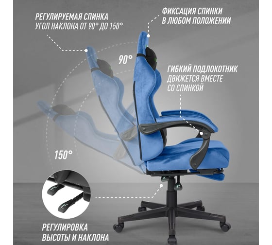 Игровое компьютерное кресло VMMGame THRONE VELOUR BLUE OT-B31-VRBE