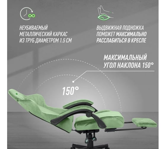 Игровое компьютерное кресло VMMGame THRONE VELOUR GREEN OT-B31-VRGN
