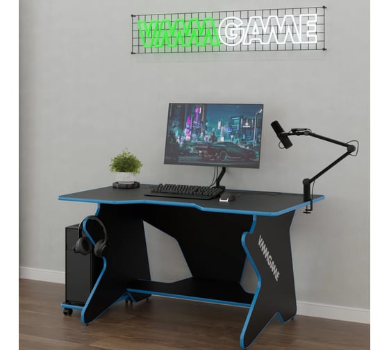 Игровой компьютерный стол VMMGame SPACEONE DARK 140 BLUE SO-2-BKBE