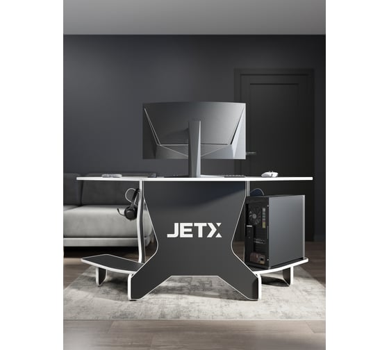 Игровой угловой компьютерный cтол VMMGame JETX DARK WHITE SF-1BKWE