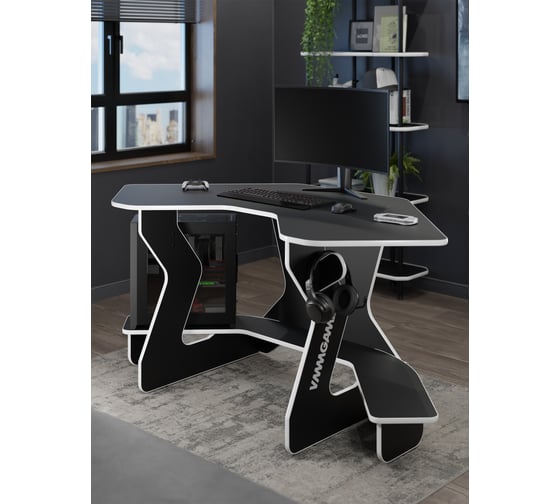Игровой угловой компьютерный cтол VMMGame JETX DARK WHITE SF-1BKWE