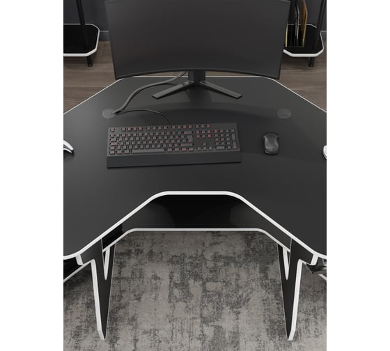 Игровой угловой компьютерный cтол VMMGame JETX DARK WHITE SF-1BKWE