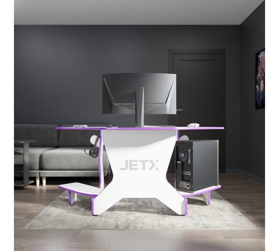Игровой угловой компьютерный cтол VMMGame JETX LIGHT PURPLE SF-1WEPU