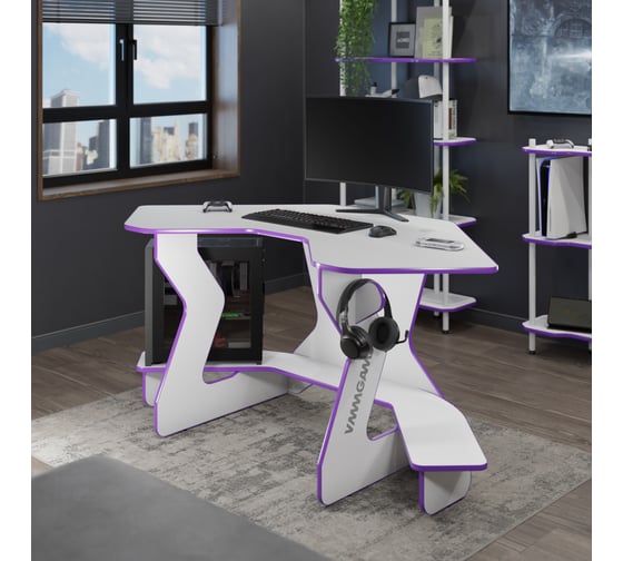 Игровой угловой компьютерный cтол VMMGame JETX LIGHT PURPLE SF-1WEPU