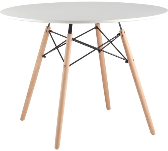 Стол обеденный Комус SG_Eames DSW круглый, опоры бук, D1000, МДФ, белый 941198