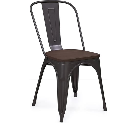Стул металлический ALSAV Bistro Wood 440x500x860, вяз темный/черный матовый AL 403 MW 21000809