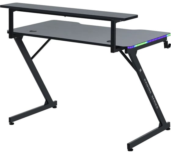 Игровой стол DEFENDER Adamant полка, подвесы,черный, МДФ, RGB 64075