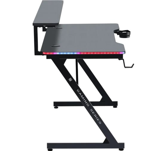 Игровой стол DEFENDER Adamant полка, подвесы,черный, МДФ, RGB 64075