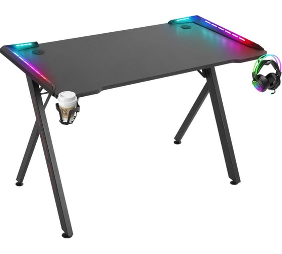 Игровой стол DEFENDER Gamer RGB, подвес кружка + гарнитура, черный, 120 64330 1
