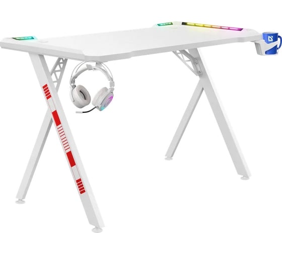 Игровой стол DEFENDER Infinity RGB, подвес кружка + гарнитура, белый, 120 64332