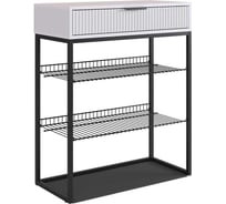 Обувница Вельвет (белое дерево/белый матовый/черный муар) 173128.3323