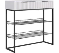 Обувница Классная 1 (белое дерево/белый матовый/черный муар) 172188.3323