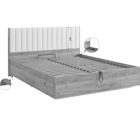 Кровать с подъемным механизмом Адам 160x200 см (дуб крафт золотой/грей алькантара (велюр)) MSA-06.2759