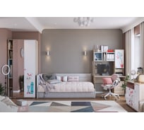 Комплект детской мебели Алина К1 4320x1035x2100 дуб мария/белый/галька велюр КД001Алина.2352