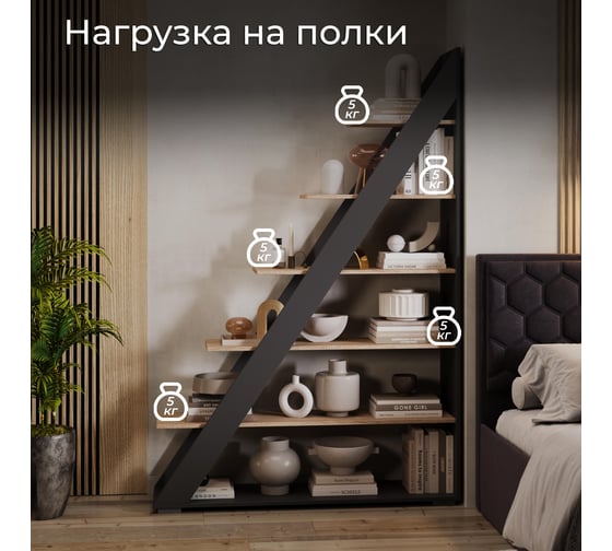 Стеллаж тип 14 / Графит серый/Дуб сонома ТриЯ 263015