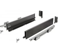 Выдвижной ящик для кухни push to open шариковые направляющие скрытого монтажа 450 мм H-86 мм низкий черный GTV PB-AXISPRO-P2O-KPL450A2