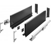 Выдвижной ящик для кухни с доводчиком шариковые направляющие скрытого монтажа 450 мм H-168 мм высокий черный GTV PB-AXISPRO-KPL450C2