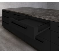 Выдвижной стеклянный ящик для кухни с доводчиком шариковые направляющие скрытого монтажа 500 мм H-86 мм низкий черный GTV PB-AXISPRO-GLASS-KPL500A2