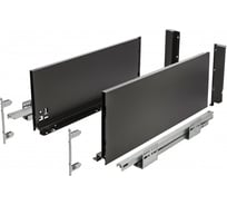 Выдвижной ящик для кухни push to open шариковые направляющие скрытого монтажа 450 мм H-200 мм высокий черный GTV PB-AXISPRO-P2O-KPL450D2
