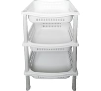 Этажерка для хранения Мультипласт Групп 3 секции, белый мрамор MPG7310