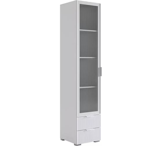 Гостиная Зефир К1 2200x424x1900 белое дерево/белый муар/белый эмаль ГК01Зефир.3268