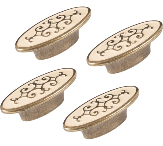 Ручка скоба ОФК комплект из 4 штук, 1151-32 ст.бронза+кремовый Tr-00000957