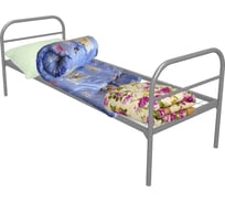 Одноярусная металлическая кровать Sebmet 800x1900, сетка 100x50, 1 перем.+ матрас,одеяло,подушка (Э+) (ТД САМ) К1-80190-10050-1П-КПБ