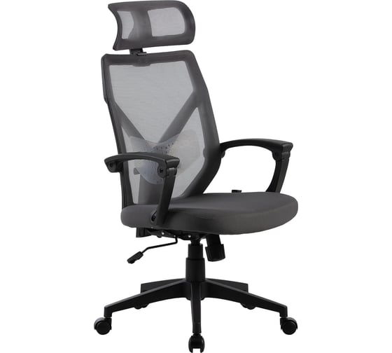Кресло CACTUS CS-MC414-GY черный/серый сетка/ткань с подголовником крестовина пластик 2003195